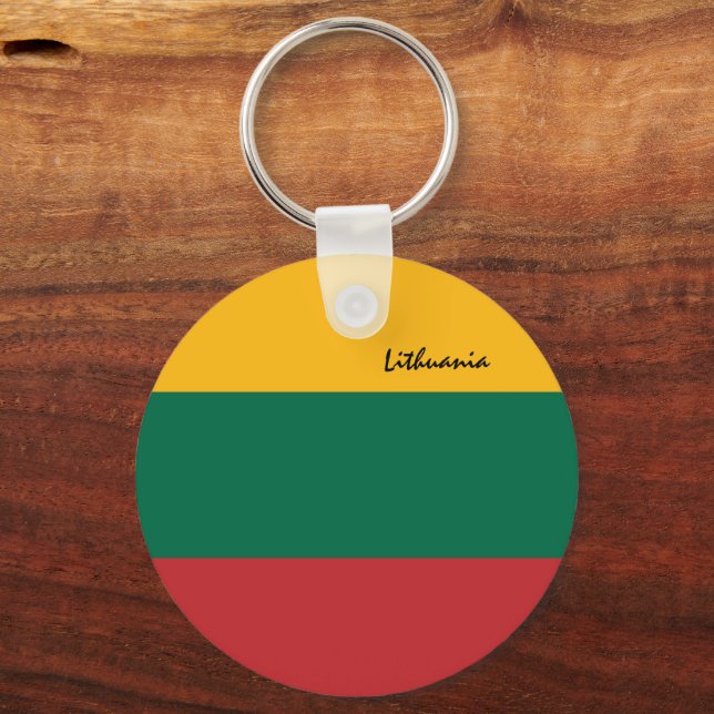 Patriotic Lithuania Keychain, Lithuanian Flag Key Ring (Front)