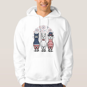 Patriotic Llama Fireworks Vintage Vector Shirt_1 Hoodie