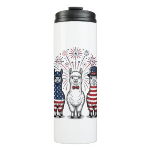 Patriotic Llama Fireworks Vintage Vector Shirt_1 Thermal Tumbler