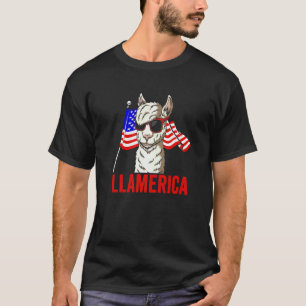 Patriotic Llama Llamerica Alpaca 4th Of July T-Shirt