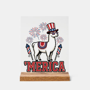 Patriotic Llama Merica Vintage Vector Design_1 Acrylic Sign