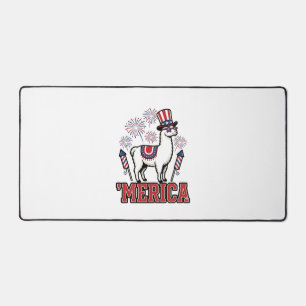Patriotic Llama Merica Vintage Vector Design_1 Desk Mat