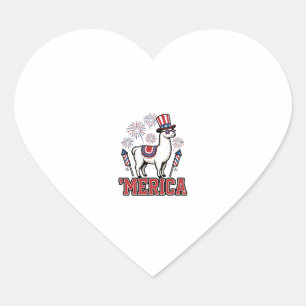 Patriotic Llama Merica Vintage Vector Design_1 Heart Sticker