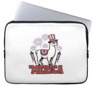 Patriotic Llama Merica Vintage Vector Design_1 Laptop Sleeve