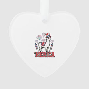 Patriotic Llama Merica Vintage Vector Design_1 Ornament