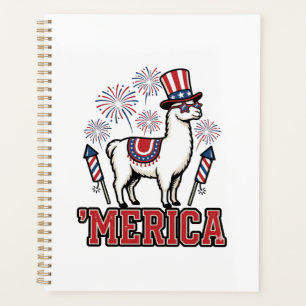 Patriotic Llama Merica Vintage Vector Design_1 Planner