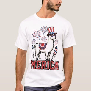 Patriotic Llama Merica Vintage Vector Design_1 T-Shirt
