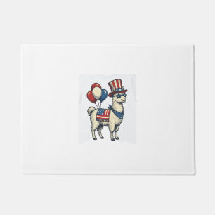 Patriotic Llama Vintage Engraving Shirt Design_1 Doormat