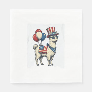 Patriotic Llama Vintage Engraving Shirt Design_1 Napkin