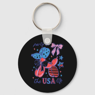 Patriotic Lloon Dog With Bows Party In The Usa 4th Key Ring