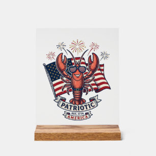 Patriotic Lobster Flag Vintage Engraving T-Shirt_1 Acrylic Sign