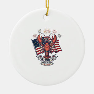 Patriotic Lobster Flag Vintage Engraving T-Shirt_1 Ceramic Ornament