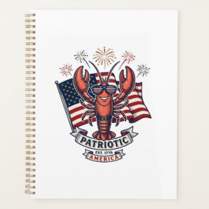 Patriotic Lobster Flag Vintage Engraving T-Shirt_1 Planner