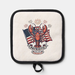 Patriotic Lobster Flag Vintage Engraving T-Shirt_1 Pot Holder