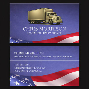 Patriotic Local Delivery Driver Truck Trucking Business Card