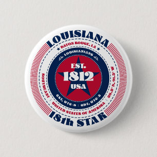 Patriotic Louisiana Circle with State Details 6 Cm Round Badge