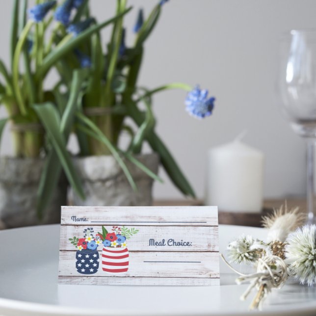 Patriotic Love 4th of July Wedding Meal Choice Place Card (Creator Uploaded)