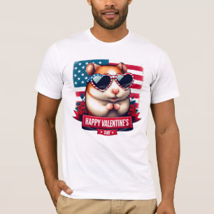 Patriotic Love: Adorable Hamster Valentine’s Day  T-Shirt