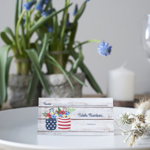 Patriotic Love II Rustic 4th of July Wedding Place Card