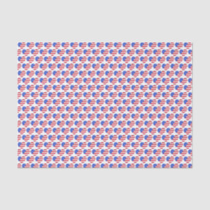 Patriotic Love USA American Flag Heart Print Gift Tissue Paper