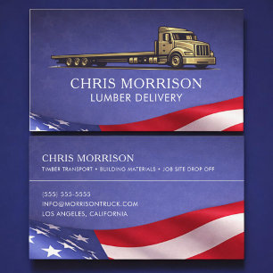 Patriotic Lumber Delivery Truck Trucking Business Card