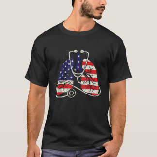 Patriotic Lungs American Flag Respiratory Therapis T-Shirt