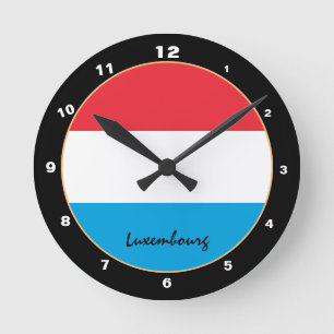 Patriotic Luxembourg, trendy Luxembourg flag Home Round Clock