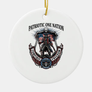 Patriotic Mad Road 1776 Warrior Zombie Apocalypse  Ceramic Ornament