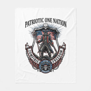Patriotic Mad Road 1776 Warrior Zombie Apocalypse Fleece Blanket