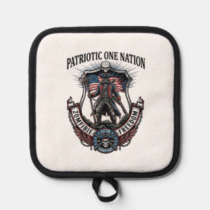 Patriotic Mad Road 1776 Warrior Zombie Apocalypse Pot Holder