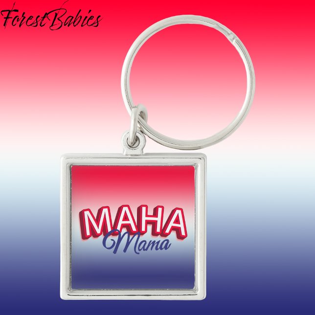 Patriotic MAHA Mama Make America Healthy Again🇺🇸 Key Ring (MAHA Mama red white & blue gradient Make America Healthy Again Keychain)