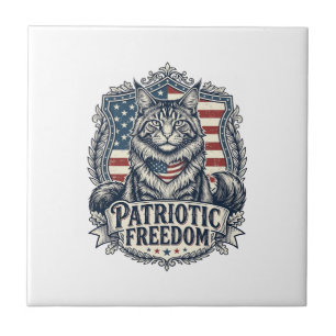 Patriotic Maine Coon Cat Ceramic Tile