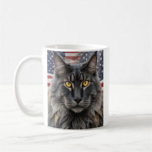 Patriotic Maine Coon Cat Coffee Mug