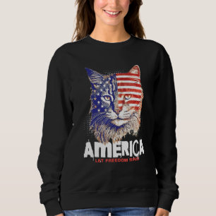 Patriotic Maine Coon Face Independence Day Feline  Sweatshirt