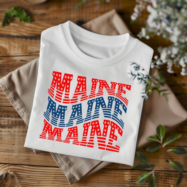 Patriotic Maine Red and Blue Boho T-Shirt  (Creator Uploaded)