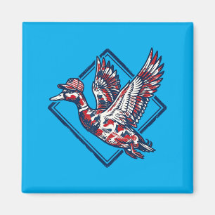 Patriotic Mallard Duck Hunting 4th Of July Red Magnet
