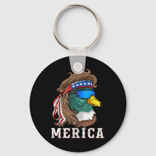 Patriotic Mallard Duck Hunting American Waterfowl Key Ring