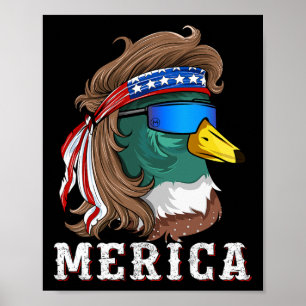 Patriotic Mallard Duck Hunting American Waterfowl  Poster