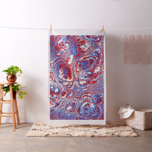 Patriotic Marble Flow Abstract Fabric