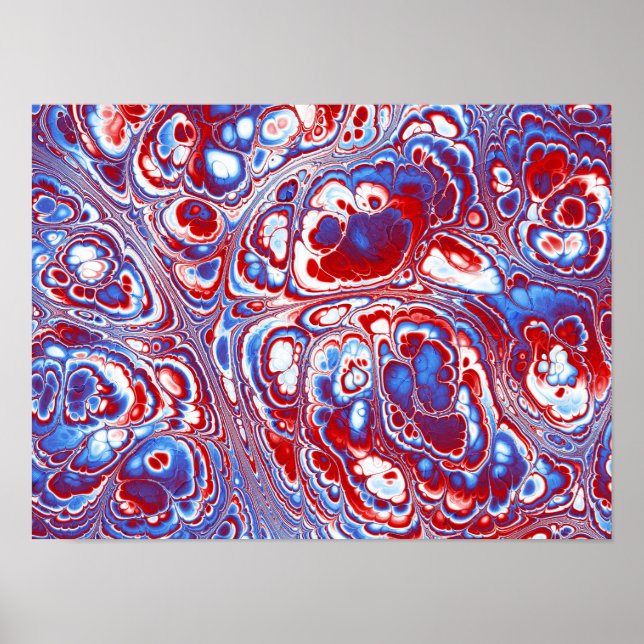 Patriotic Marble Flow Abstract Poster (Front)