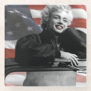 Patriotic Marilyn Glass Coaster