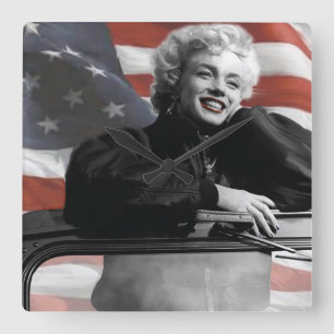 Patriotic Marilyn Square Wall Clock