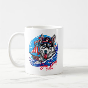 Patriotic Maritime Husky Malamute Dog, San Diego Coffee Mug