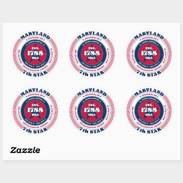 Patriotic Maryland Circle Design Sticker (Sheet)