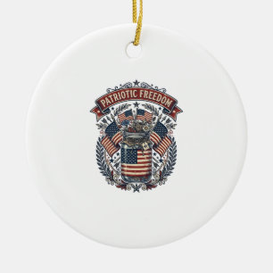 Patriotic Mason Jar Country Life Ceramic Ornament
