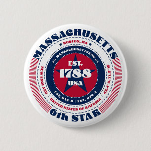 Patriotic Massachusetts Circle with State Details 6 Cm Round Badge