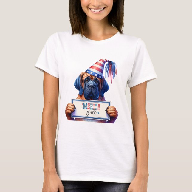 Patriotic Mastiff 'Merica Y'all T-Shirt (Front)