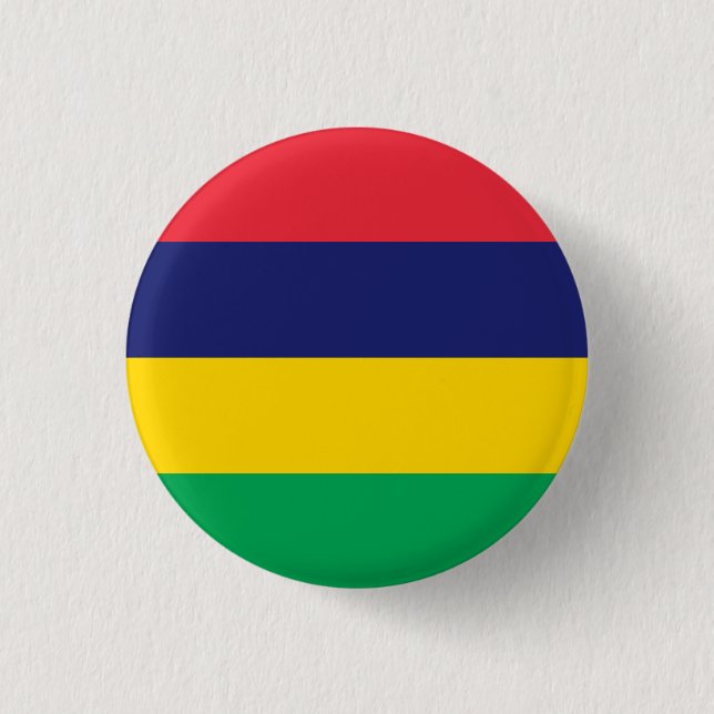 Patriotic Mauritius Flag 3 Cm Round Badge (Front)