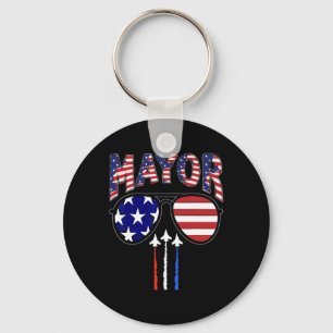 Patriotic Mayor 4th Of July Usa American Flag  Key Ring
