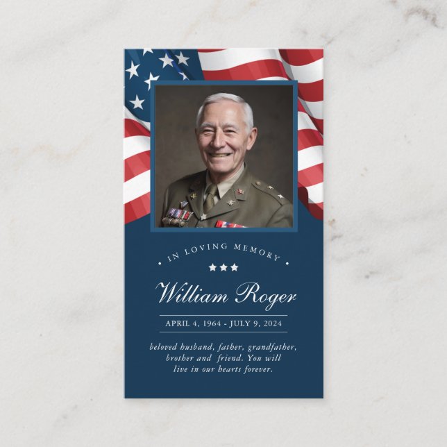 Patriotic Memorial Card Prayer Card (Front)